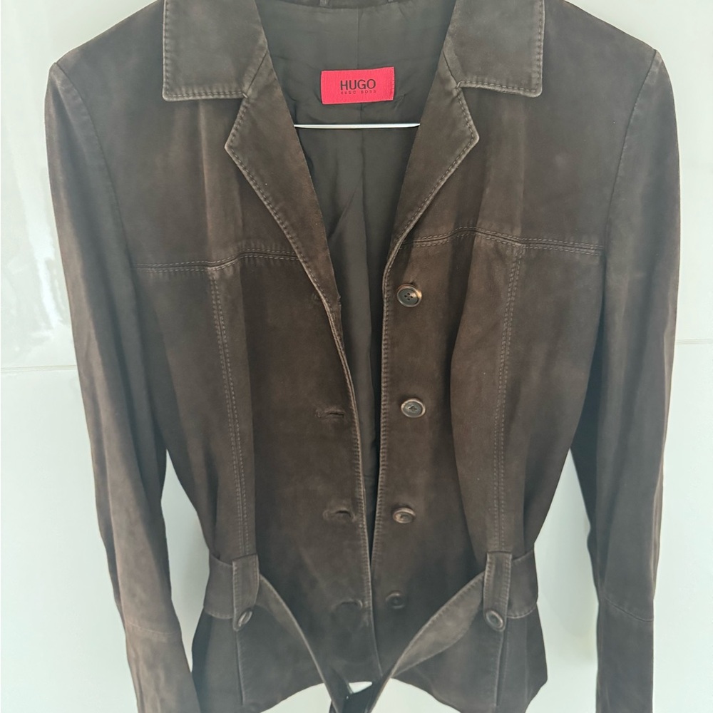 Hugo Boss Red Label Dark Brown Suede Jacket Women